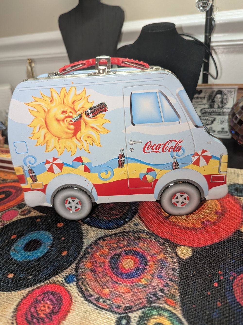 Coca-Cola Light Blue and Red Beach Van Tin Lunchbox